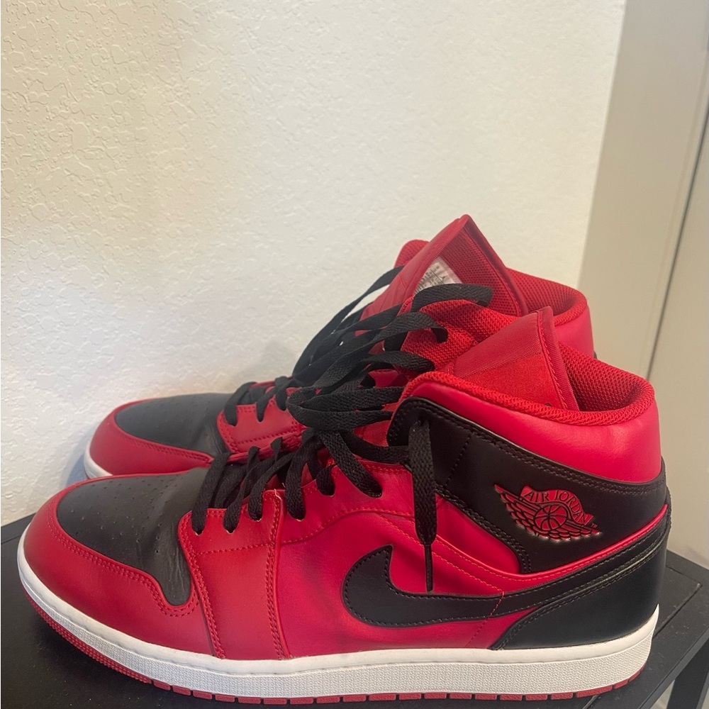 Air Jordan Red and Black Mid-Top Sneakers